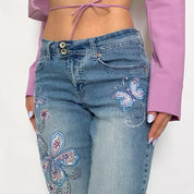 Y2K Angels Butterfly Embellished Jeans