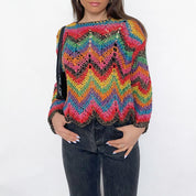 Vintage 90's Rainbow Open Knit Sweater
