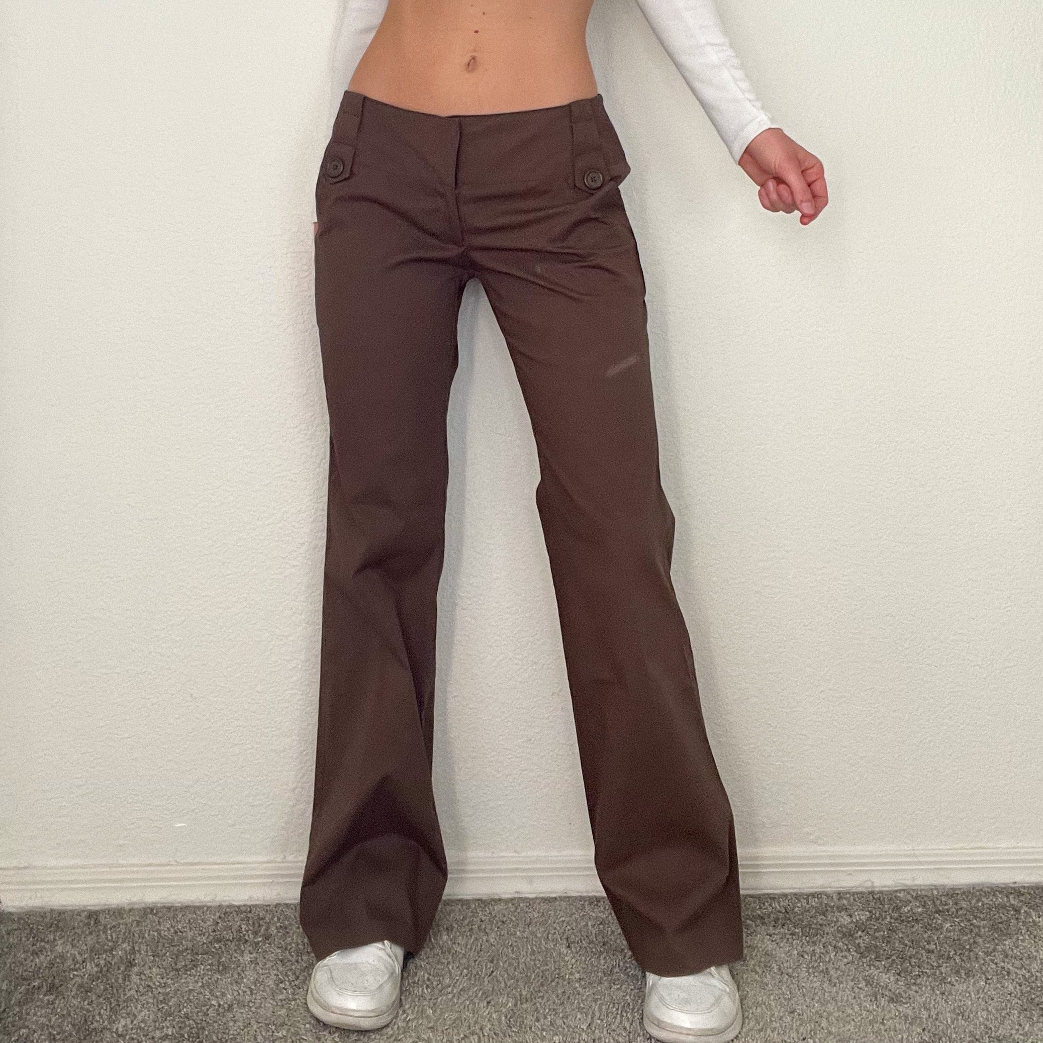 Deadstock Brown Low Rise Flare Pants