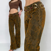 Flocked Velvet Daisy Pants