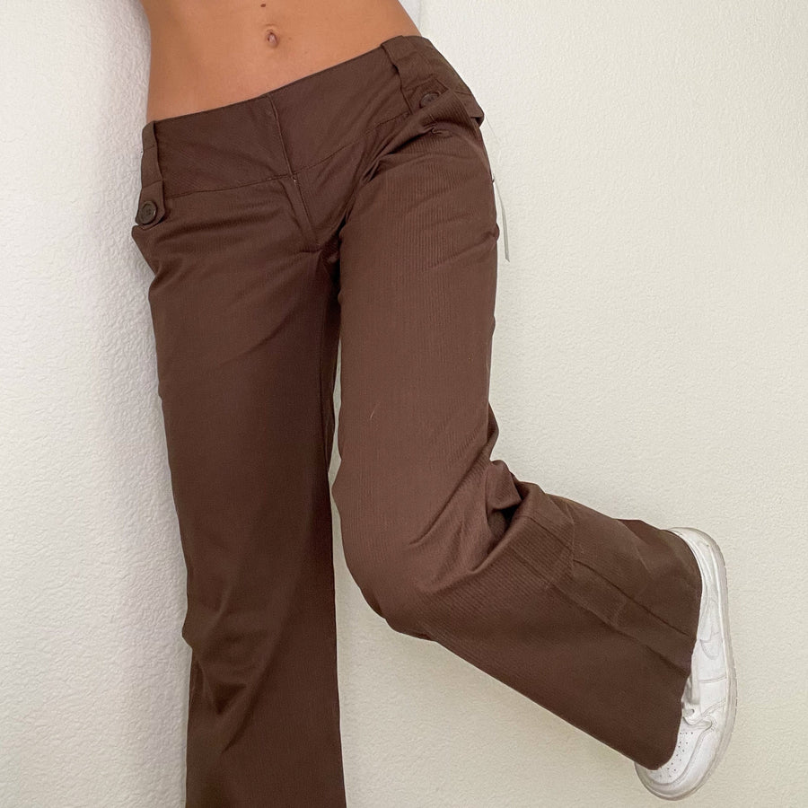 Deadstock Brown Low Rise Flare Pants