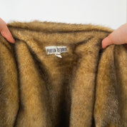 90's Faux Fur Denim Jacket - Large