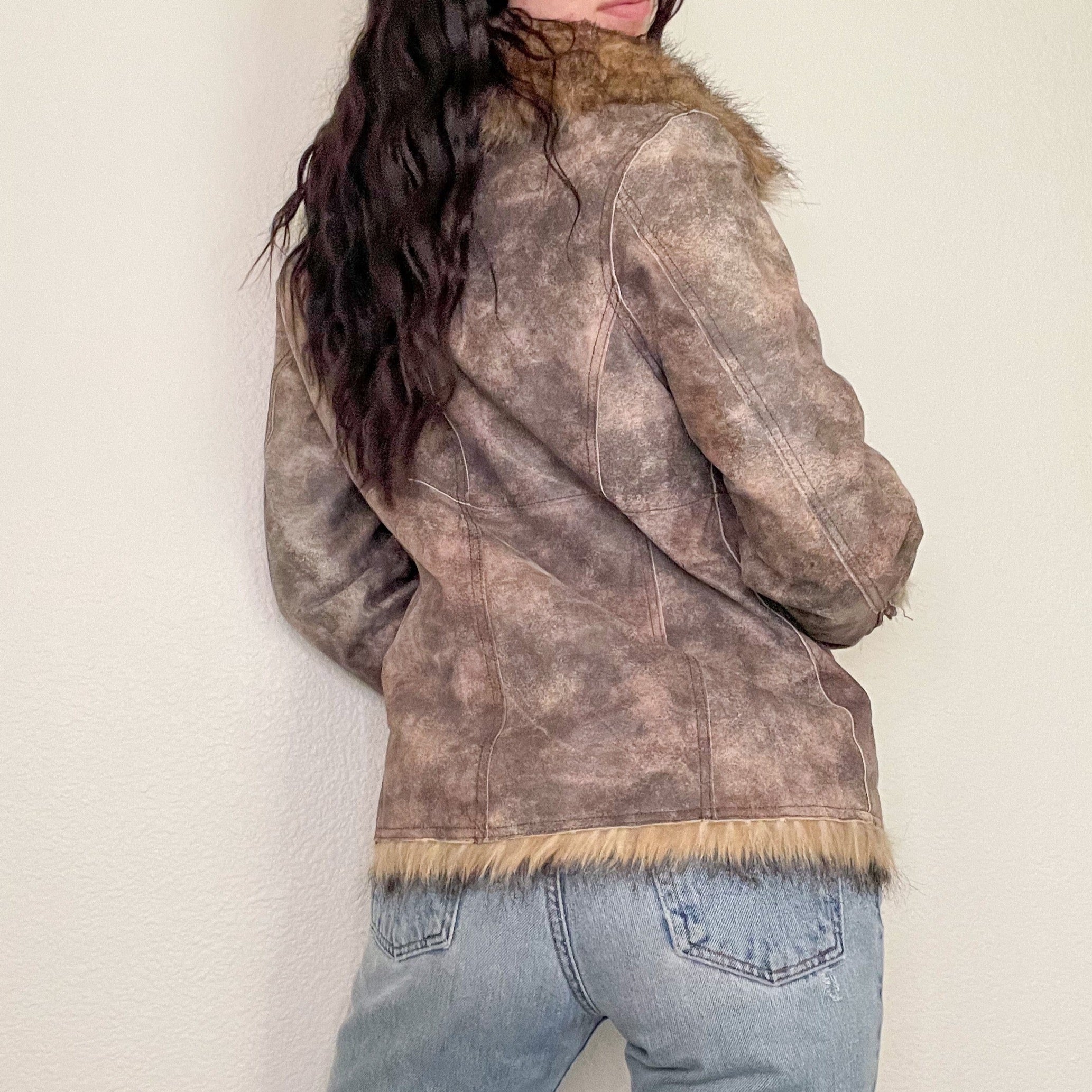 Brown Zip Up Leather Penny Lane Coat