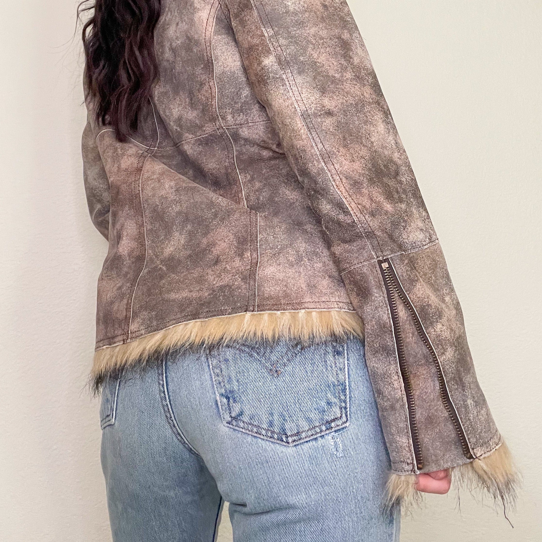 Brown Zip Up Leather Penny Lane Coat