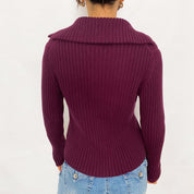 Y2K Plum Double Zip Cardigan
