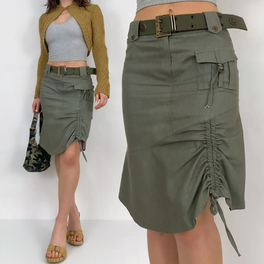 Olive Utility Knee Length Skirt - XS