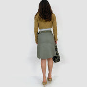 Olive Utility Knee Length Skirt - XS