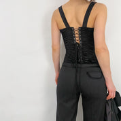 Black Stretch Satin Corset