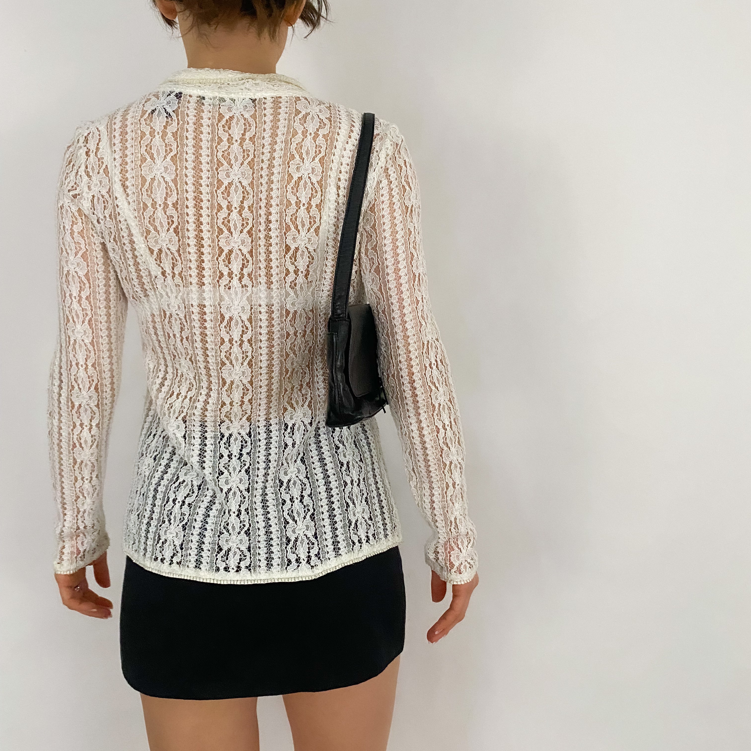 90's White Lace Blouse