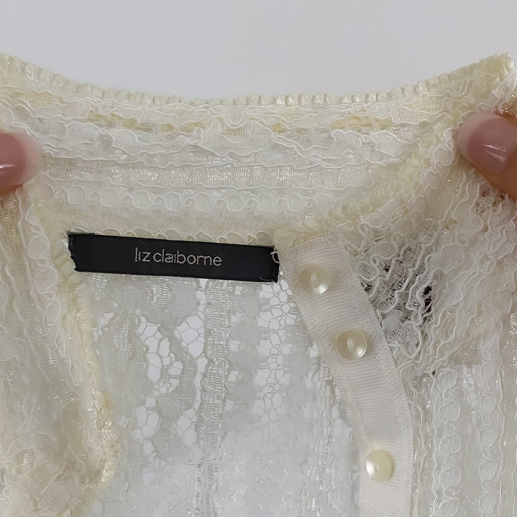 90's White Lace Blouse