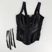 Black Stretch Satin Corset