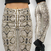 Olive Snakeskin High Rise Pants - Small