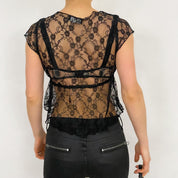 Y2K Black Floral Lace Top