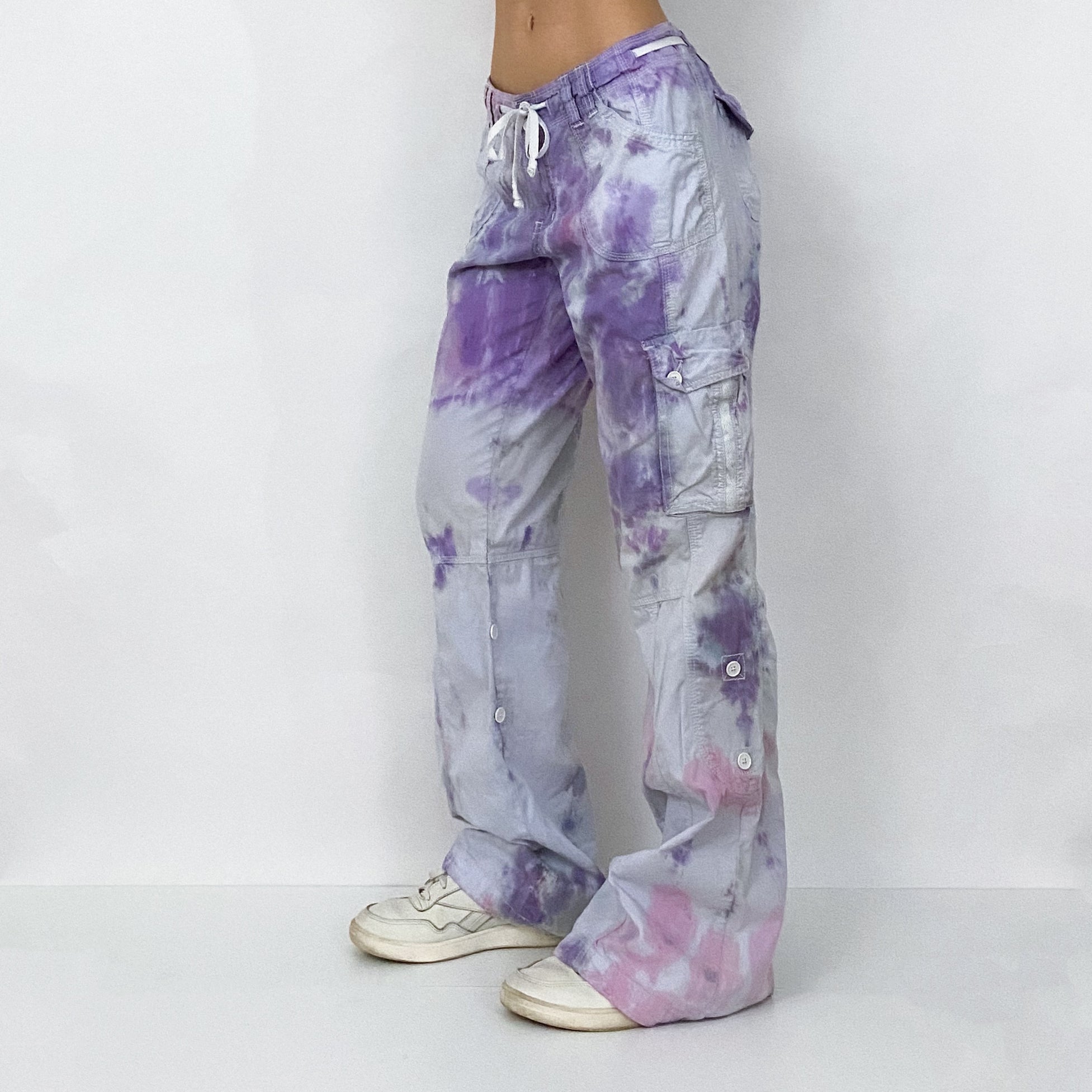 Y2K Purple Tie Dye Cargo Pants