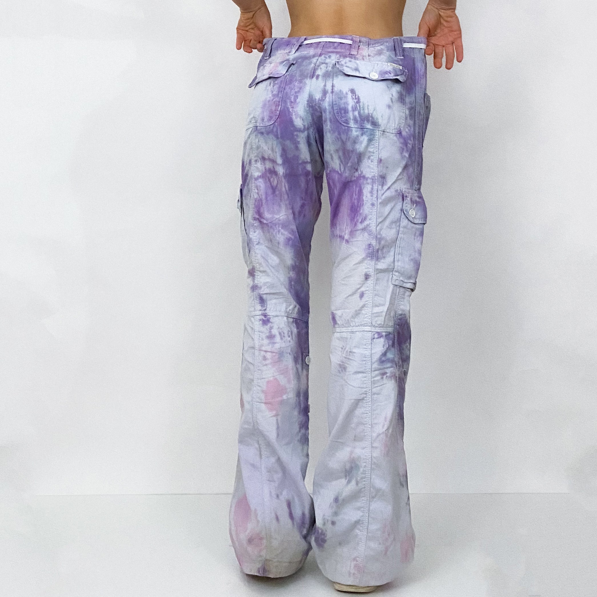 Y2K Purple Tie Dye Cargo Pants