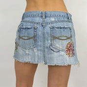 Early 2000's Embroidered Mini Skirt - Medium