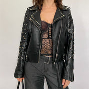 Blank NYC Star Studded Leather Moto Jacket in Black