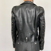 Blank NYC Star Studded Leather Moto Jacket in Black