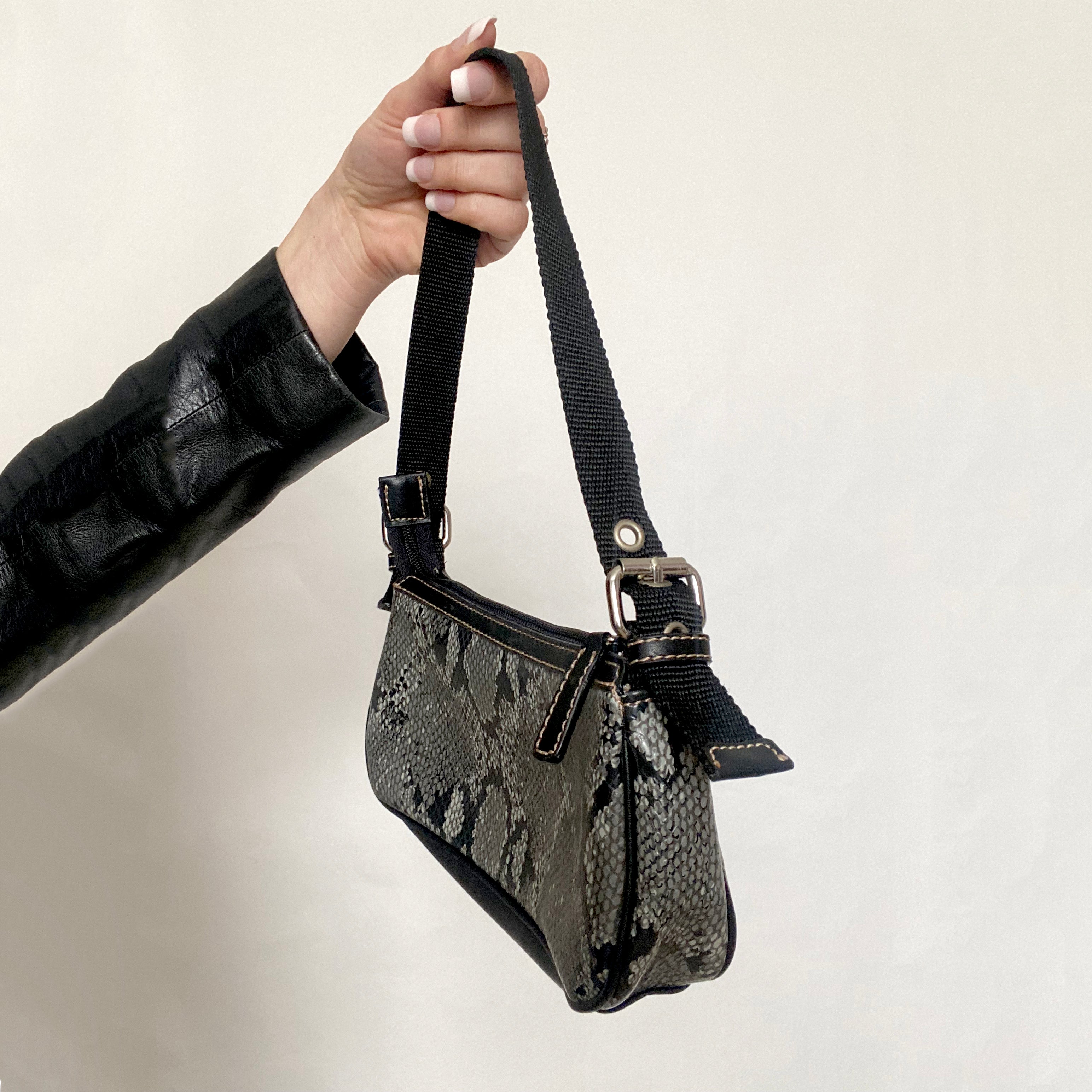 Y2K Faux Leather Snakeskin Shoulder Bag