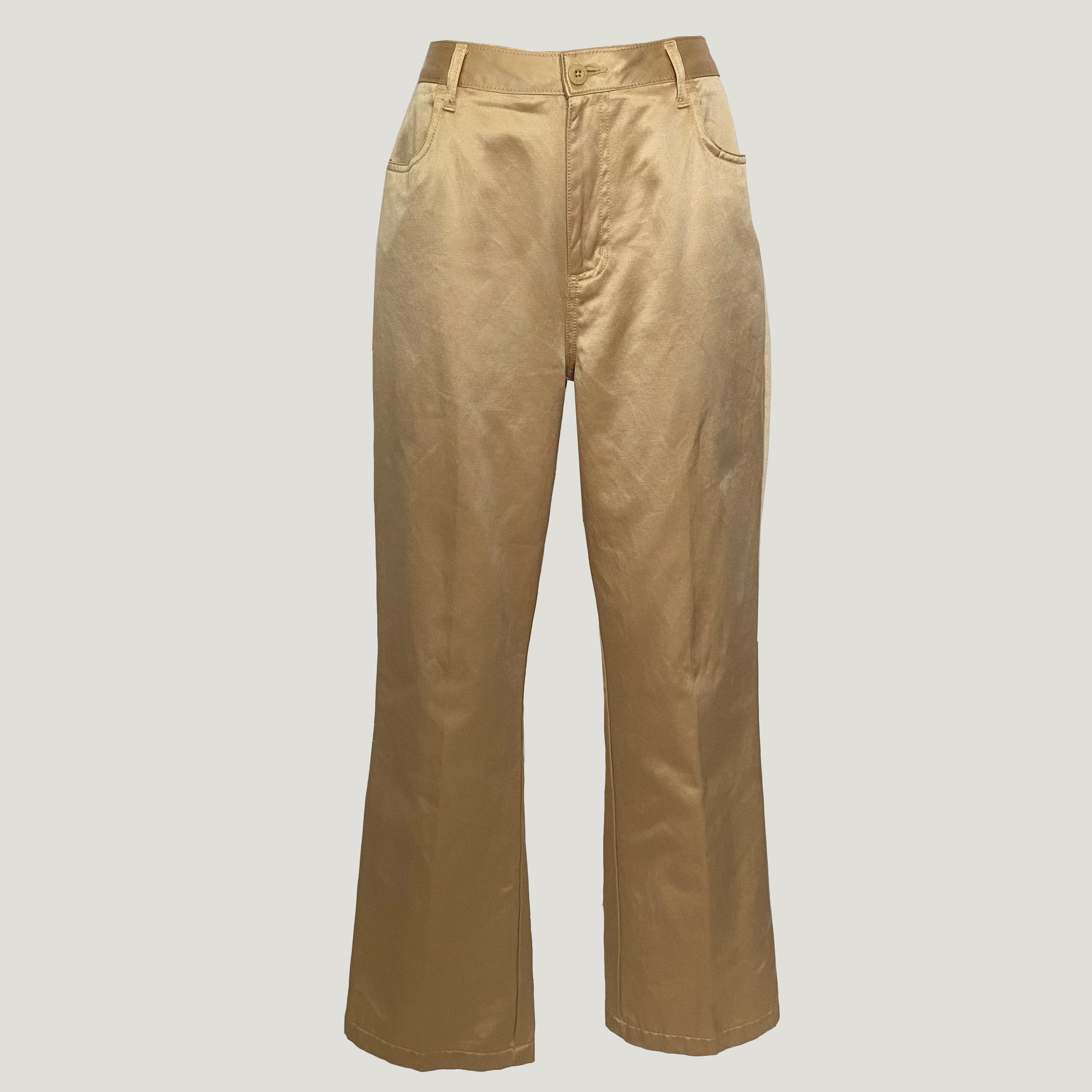 gold satin high rise pants - size 12 petite