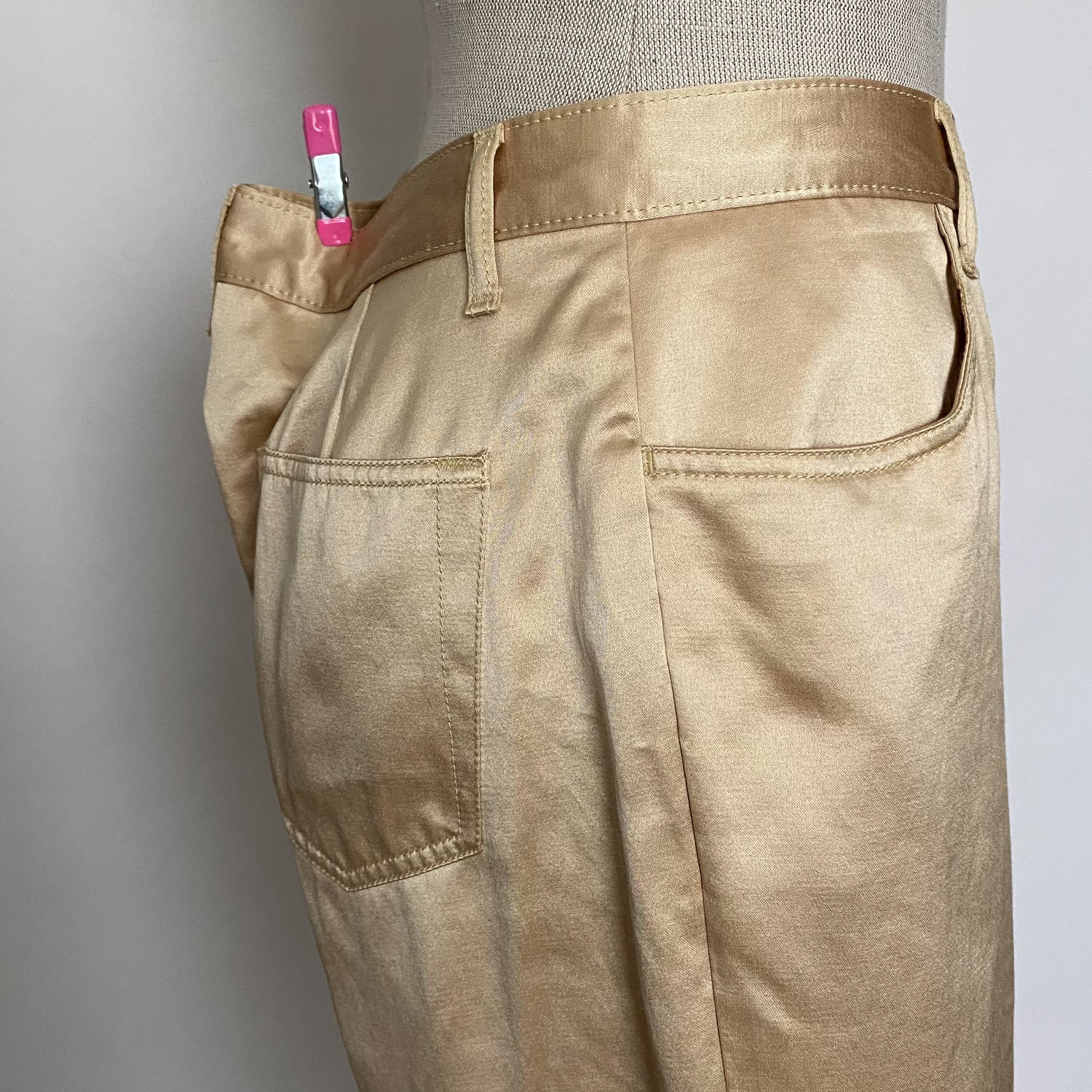 gold satin high rise pants - size 12 petite