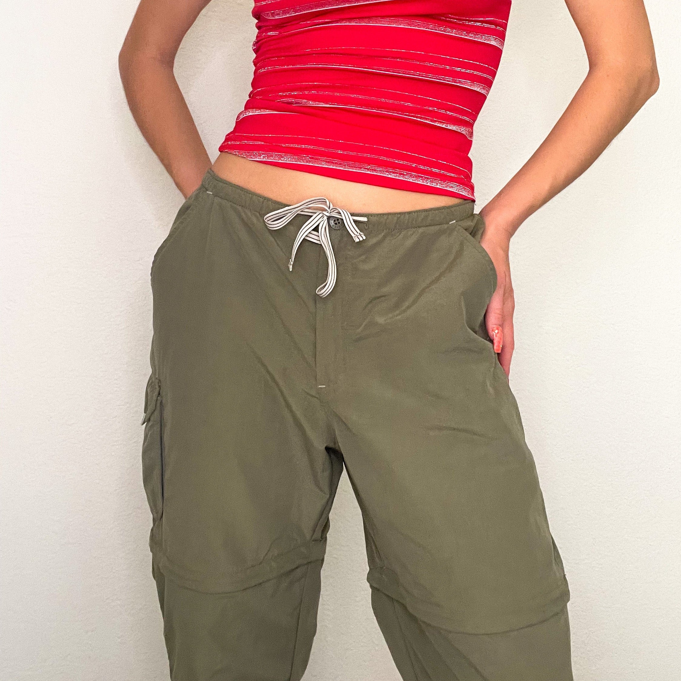 Olive Zipper Cargo Pants