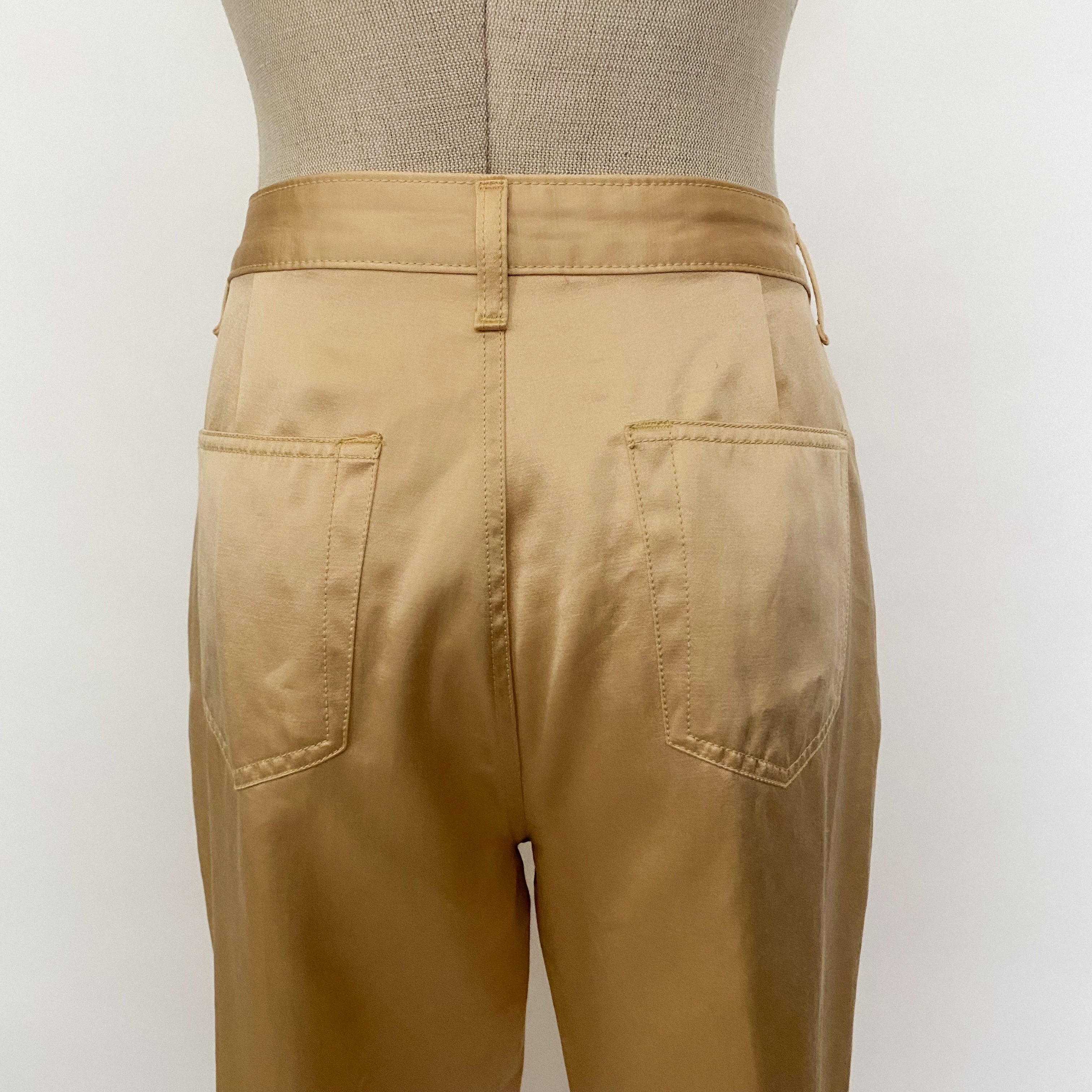 gold satin high rise pants - size 12 petite