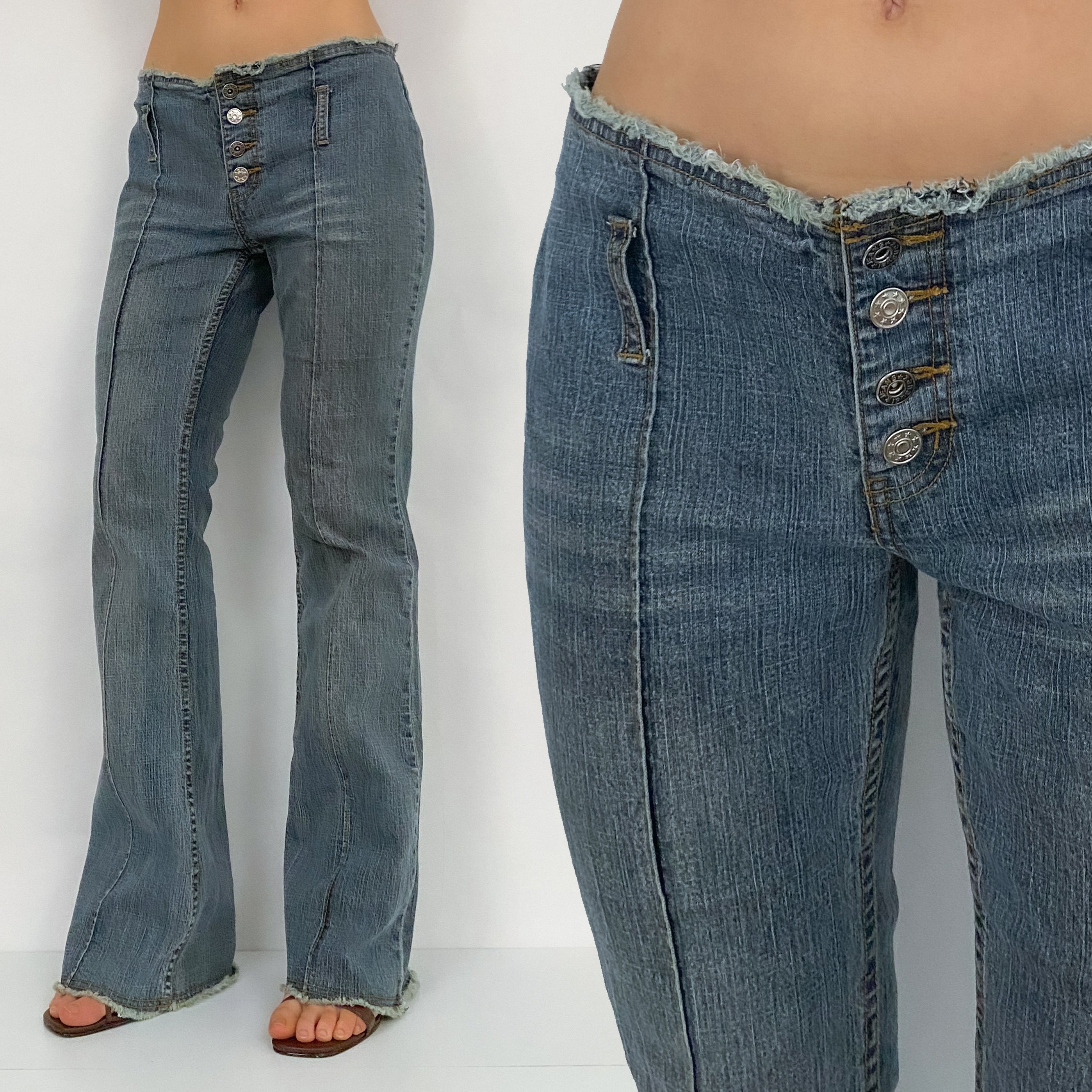 Zana Di Low Rise Frayed Jeans