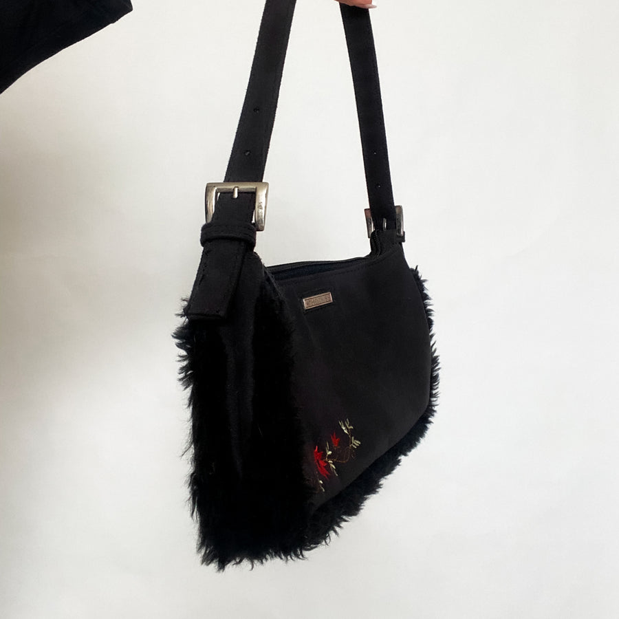 Black Y2K Suede Bag