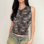 Vintage Printed Accordion Tank