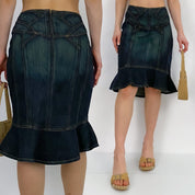 Denim Trumpet Midi Skirt - Medium