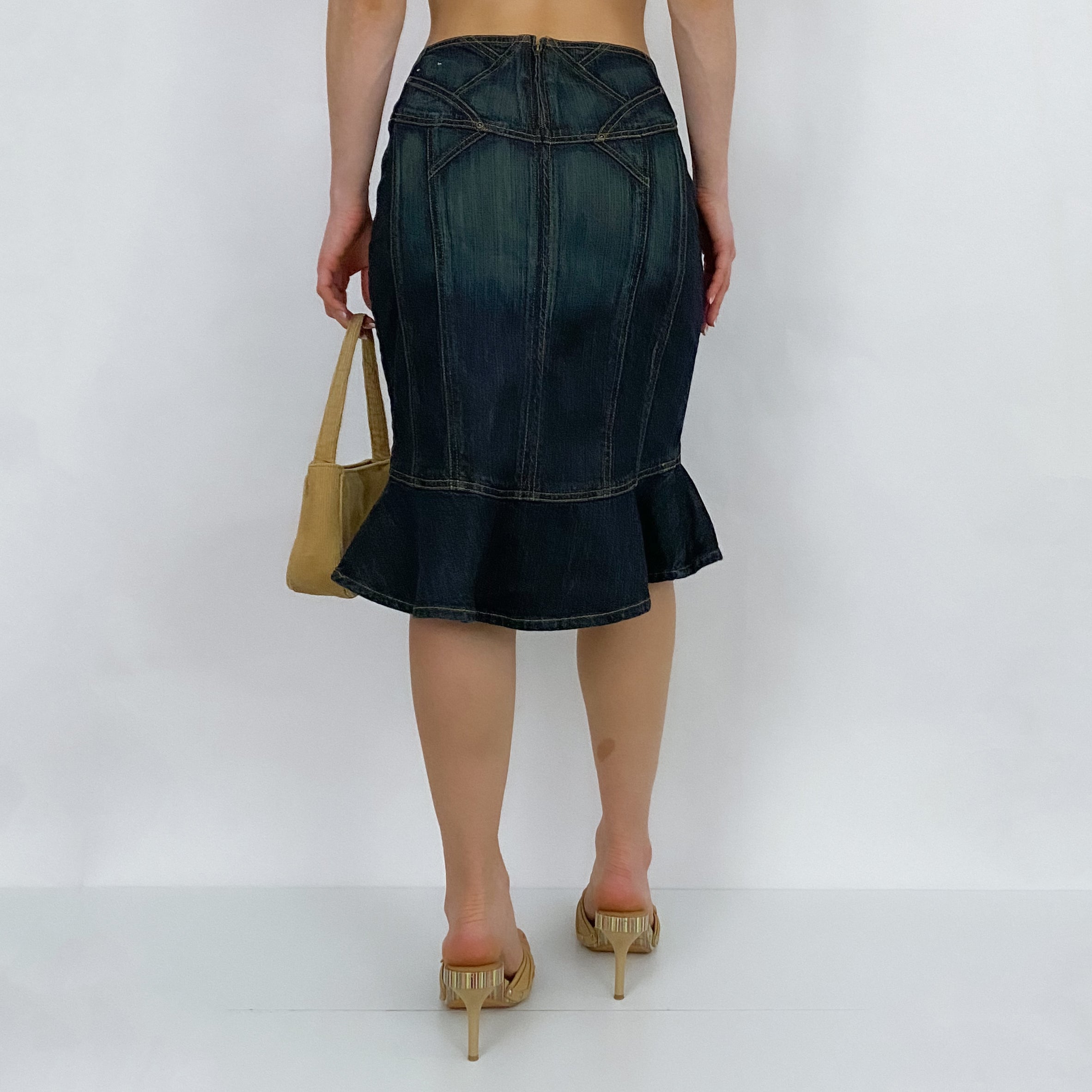 Denim Trumpet Midi Skirt - Medium