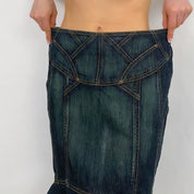 Denim Trumpet Midi Skirt - Medium