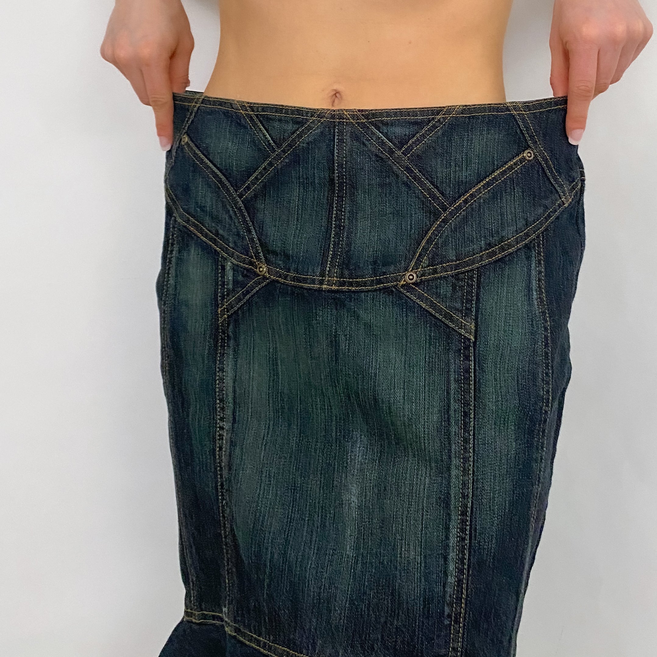 Denim Trumpet Midi Skirt - Medium