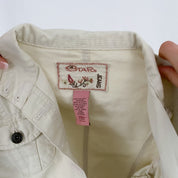 Cream Cropped Denim Jacket - Small