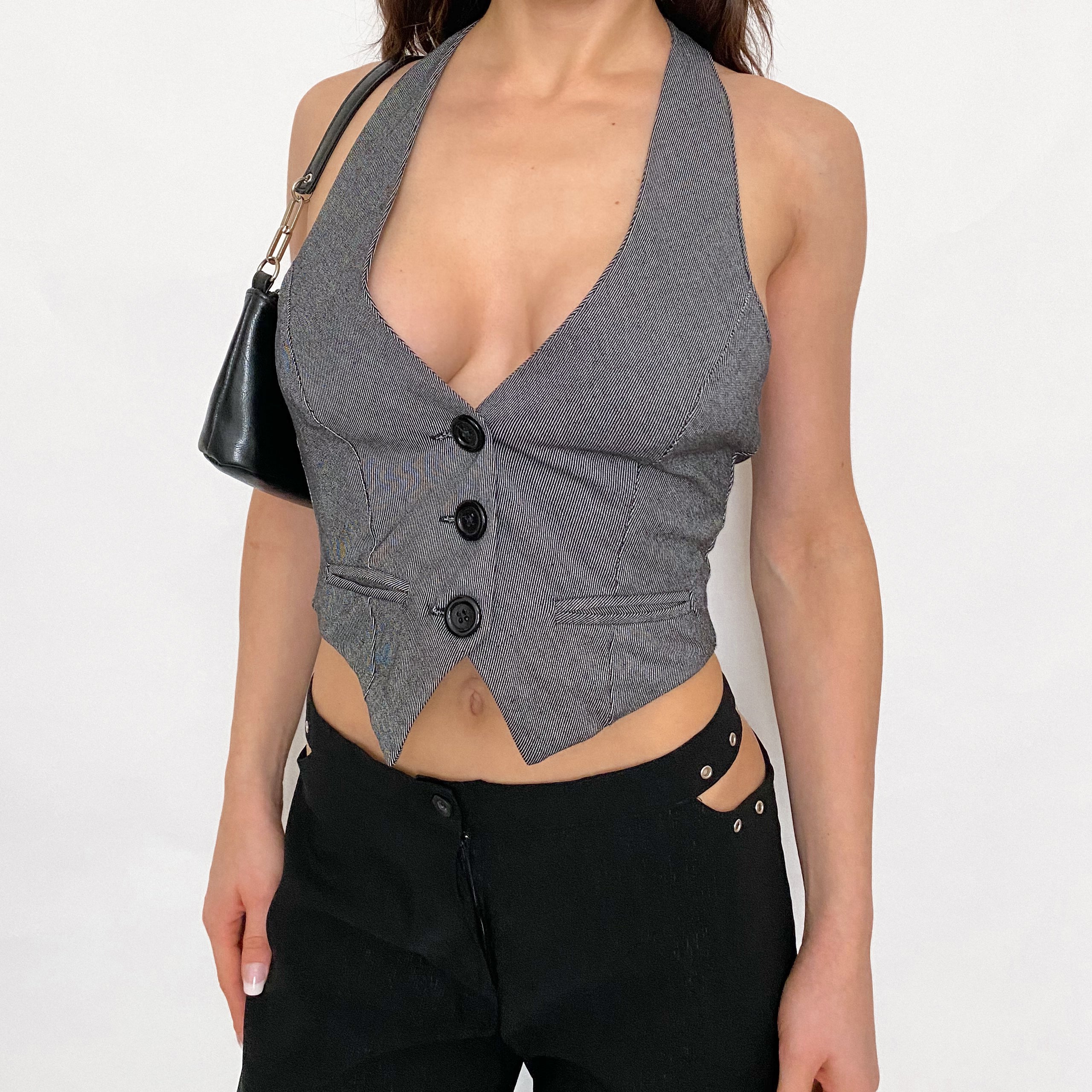 Y2K Pinstripe Halter Vest