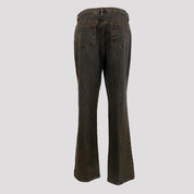 Brown Rose Embroidered Jeans - Large