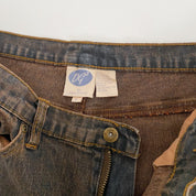 Brown Rose Embroidered Jeans - Large