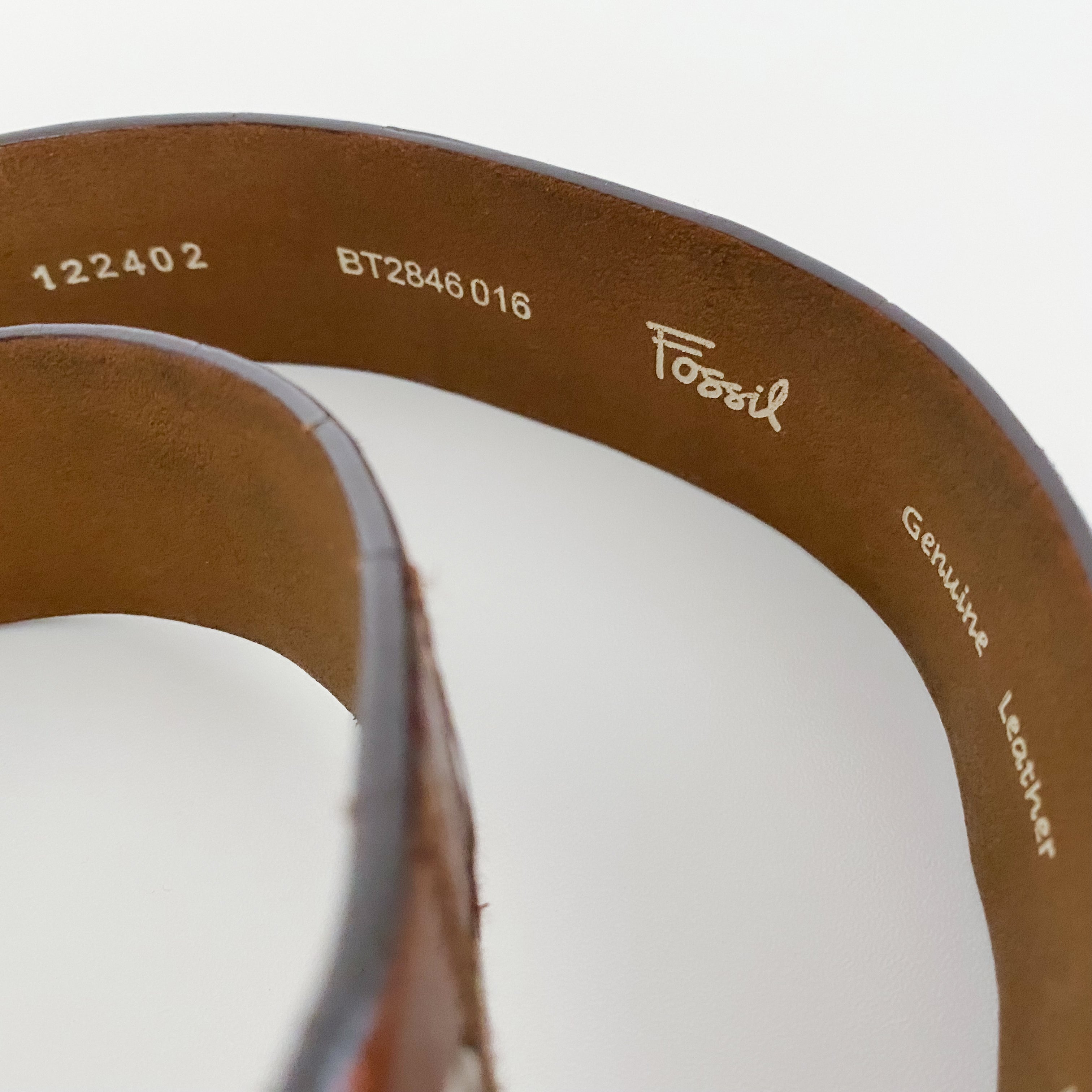 Fossil Brown Leather Patchwork Belt - Large