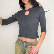 Grey 90s Keyhole Crop Top