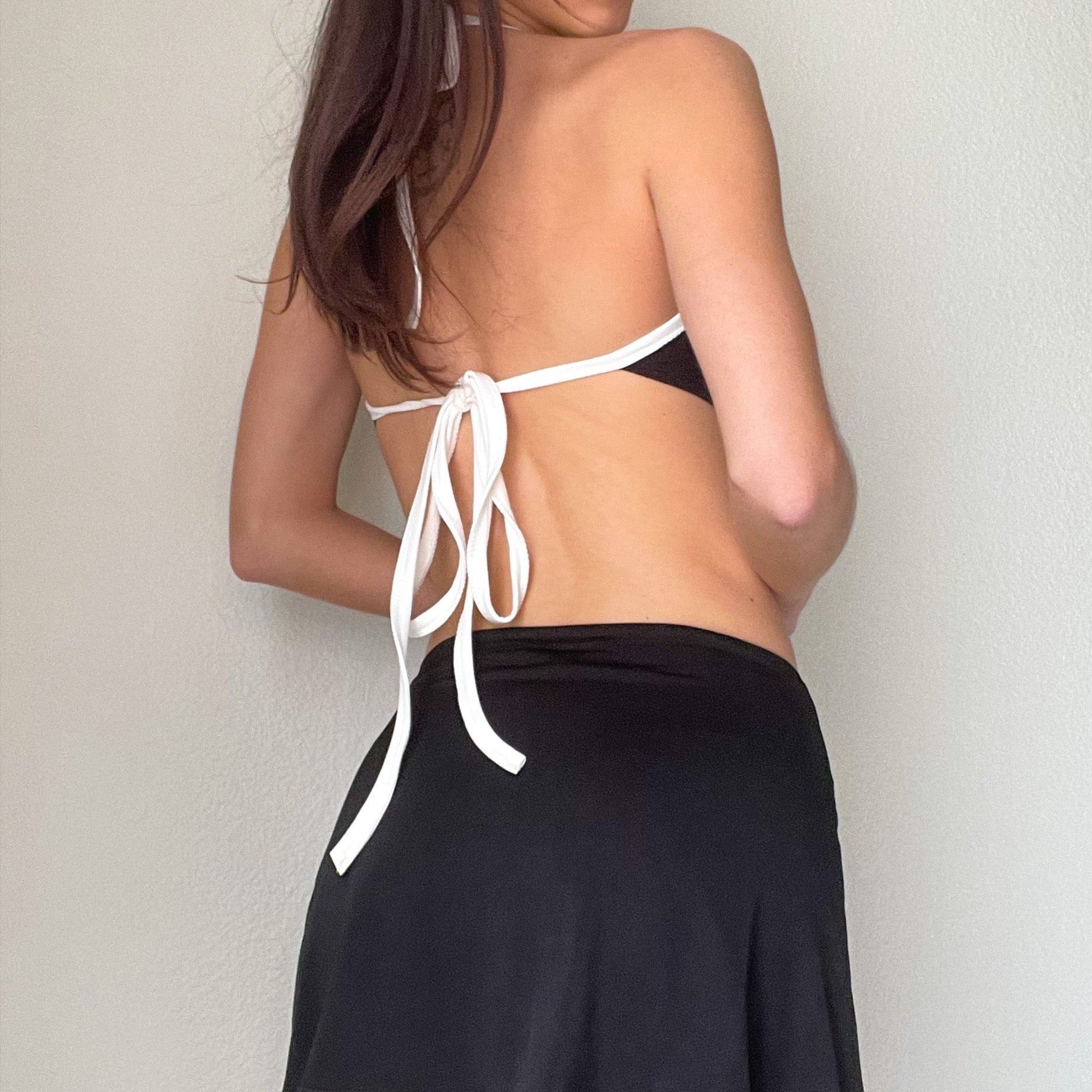 Reworked Black and White Harley Halter Top