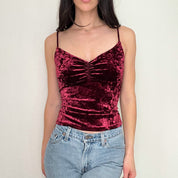 Red Crushed Velvet Y2K Tank Top