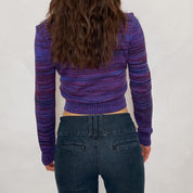 Purple and Blue Striped Cropped Sweater