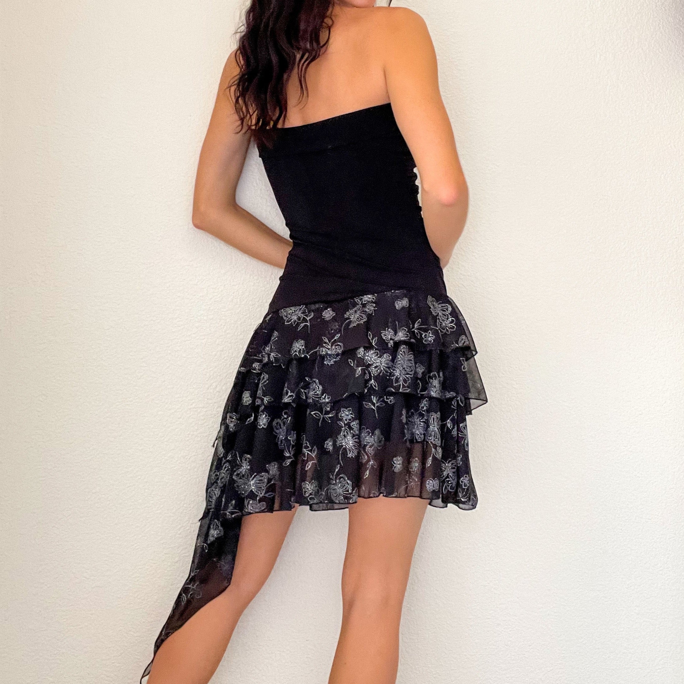 Black Butterfly Y2K Tube Dress