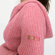 Y2K Pink Cropped DKNY Hooded Sweater