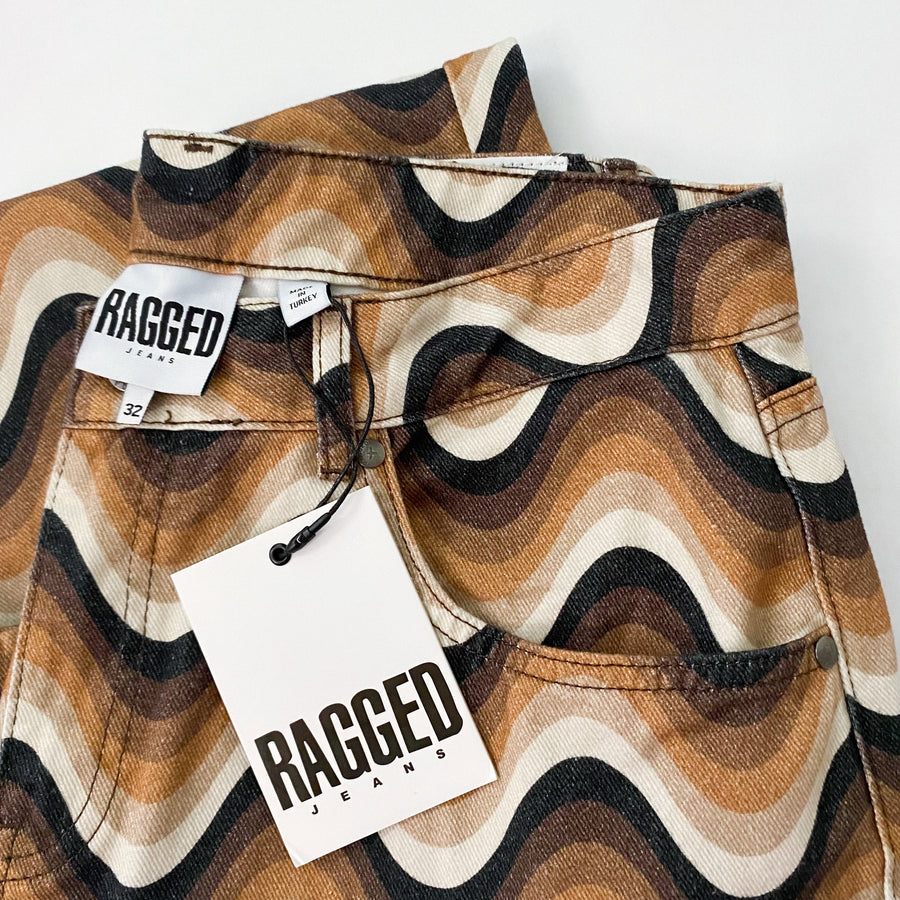 Ragged Priest Funky Groovy Wave Jeans in Brown and Tan