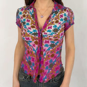 DKNY Purple Floral Blouse - Small