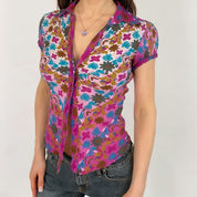 DKNY Purple Floral Blouse - Small