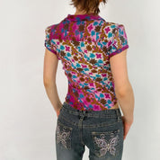 DKNY Purple Floral Blouse - Small