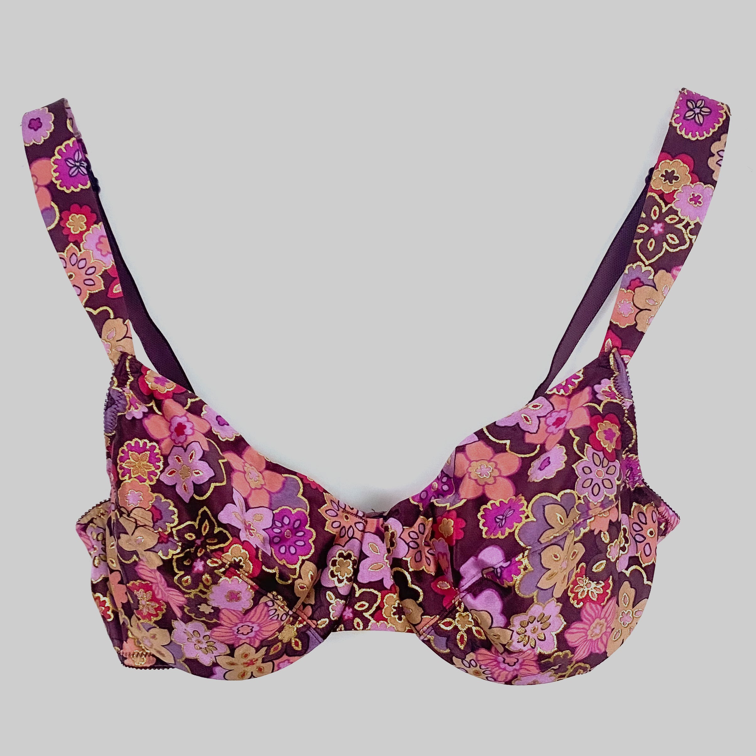 VS Purple Floral Satin Bra - 38C